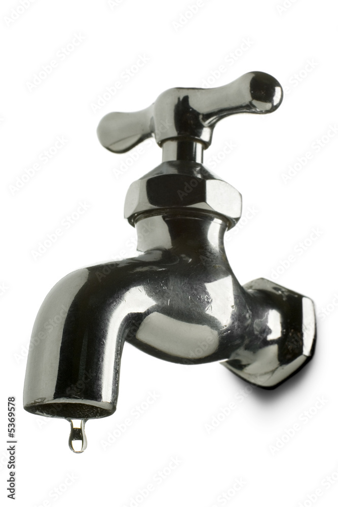 a leaking tap on white
