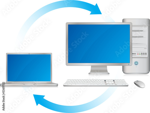 Ordinateur de bureau et ordinateur portable en réseau