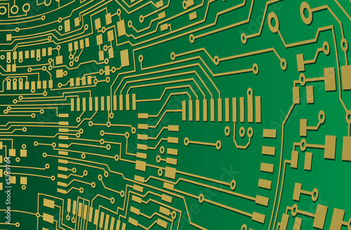 Green and Gold Circuit Board Background