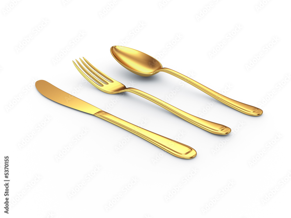 gold knife fork spoon with shadow gold knife fork spoon with shadow