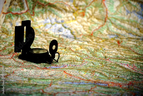 Compass on a map