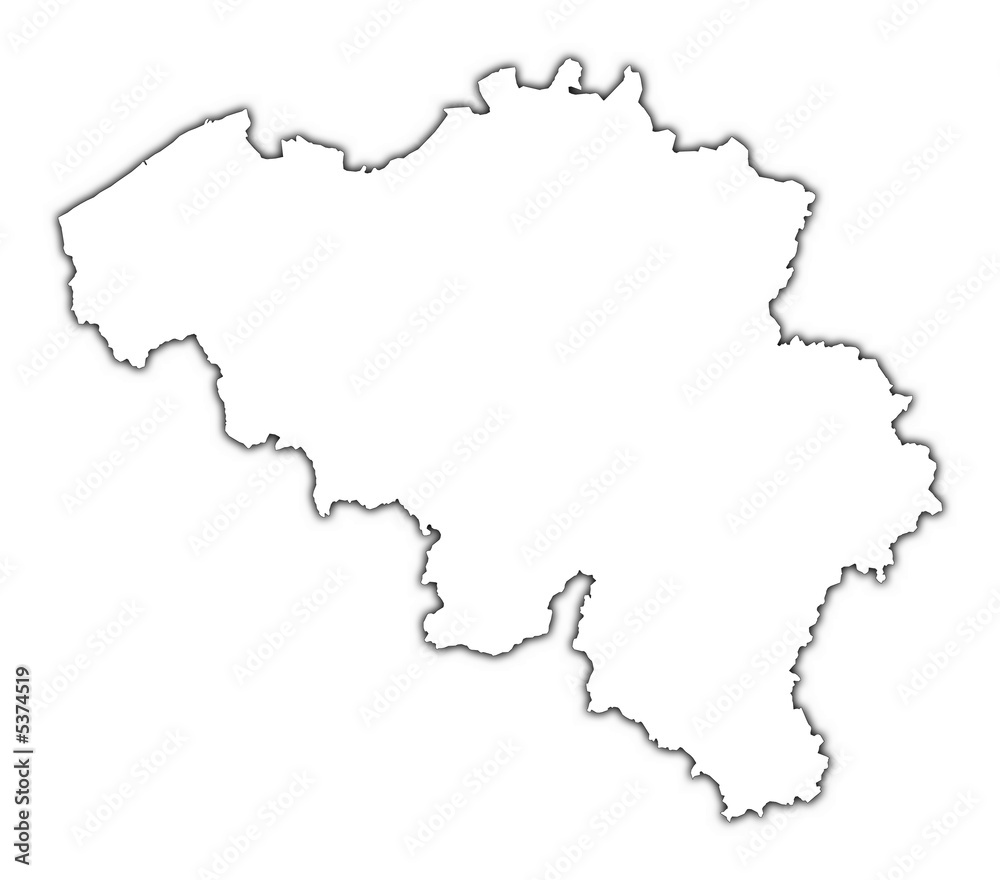 Belgium outline map with shadow.
