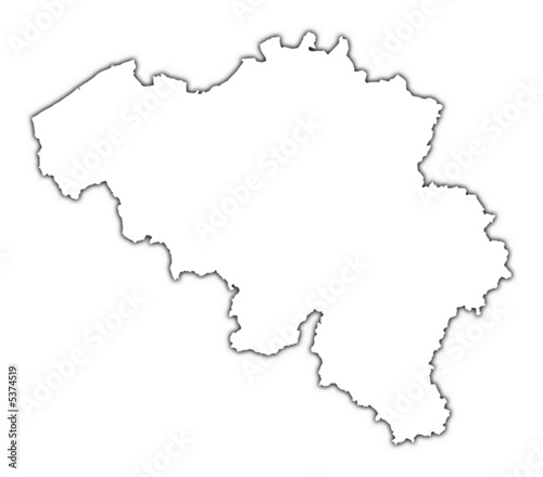 Belgium outline map with shadow.