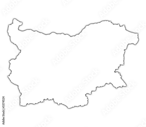 Bulgaria outline map with shadow.