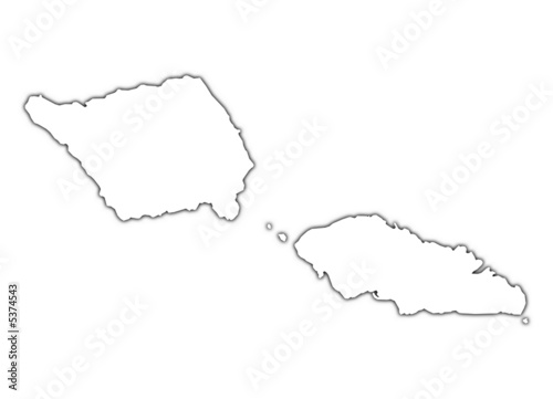 Samoa outline map with shadow.