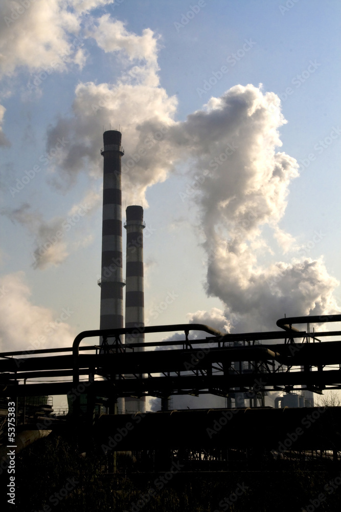 Factory belching out pollution into the air