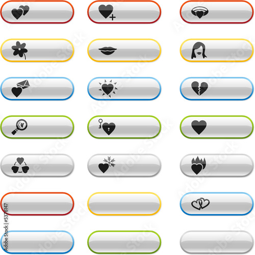 Glossy buttons with love icons