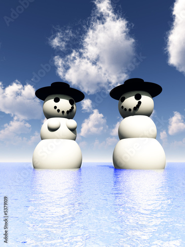 Two Snowman On Holiday In The Water 20 photo