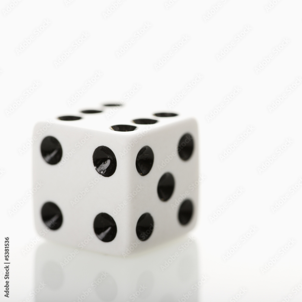 One white game die. One white game die.