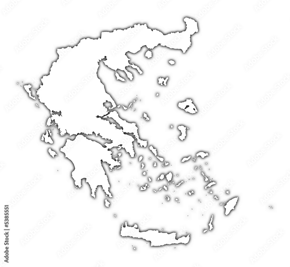 Greece outline map with shadow.