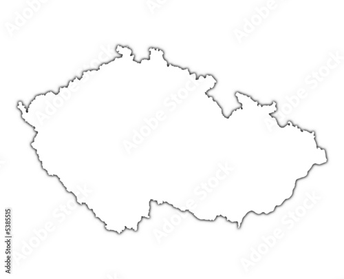 Czech Republic outline map with shadow.