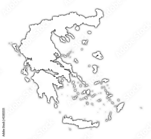 Greece outline map with shadow.