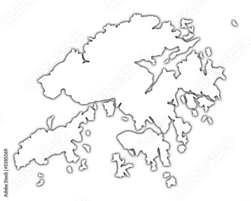 Hong Kong outline map with shadow.