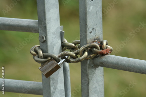 Padlocked farm gate