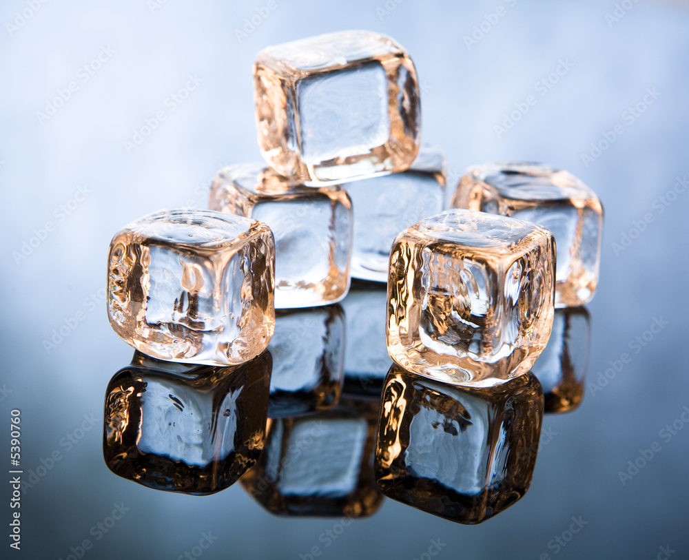 Ice cubes on reflective background Ice cubes on reflective background