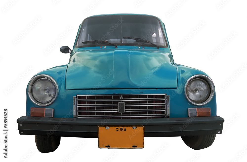 classic blue retro car isolated - cuba