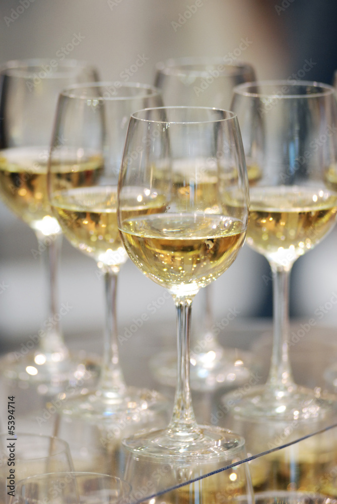 Glasses of white wine on the table Glasses of white wine on the table