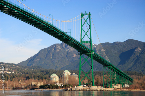 Lions Gate Bridge in Vancouver. Early morning light. photo