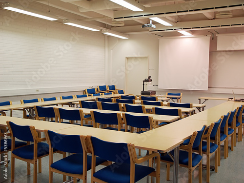 Sudents auditorium two ready for lecture, view.