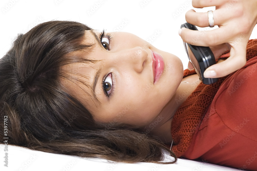 Fototapeta premium Girl with mobile phone