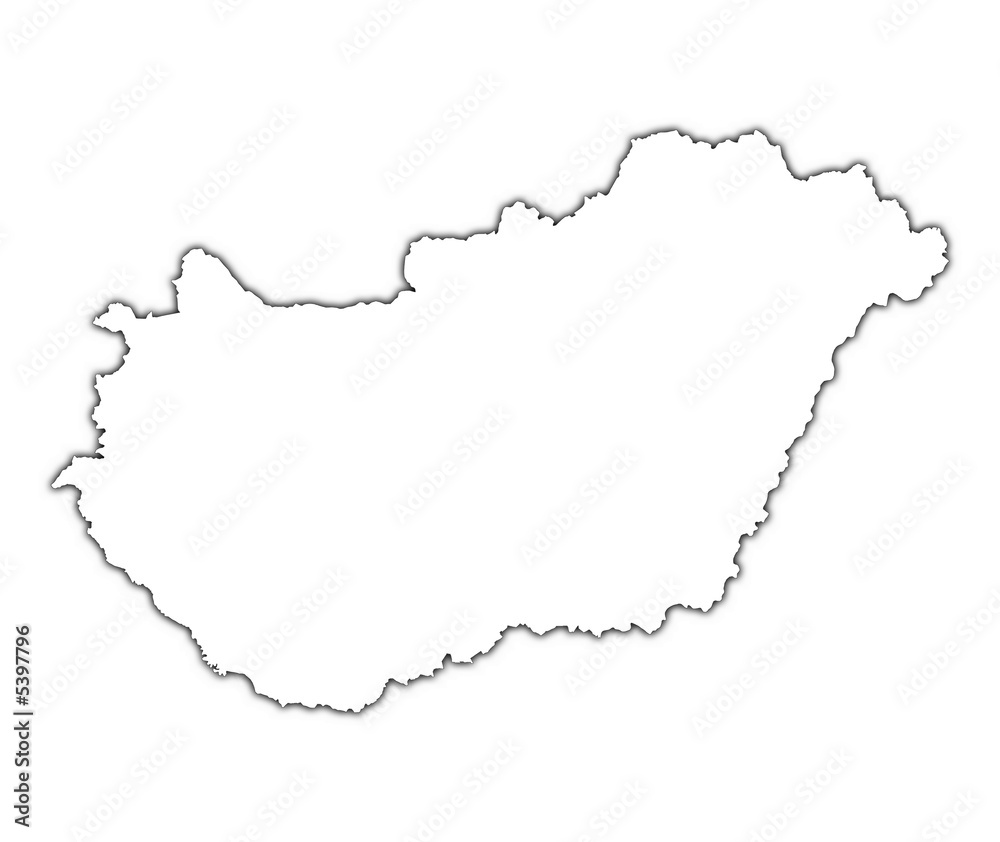 Hungary outline map with shadow. Hungary outline map with shadow.