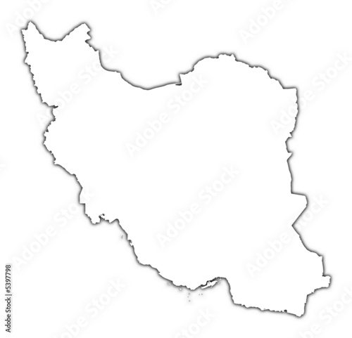 Iran outline map with shadow.
