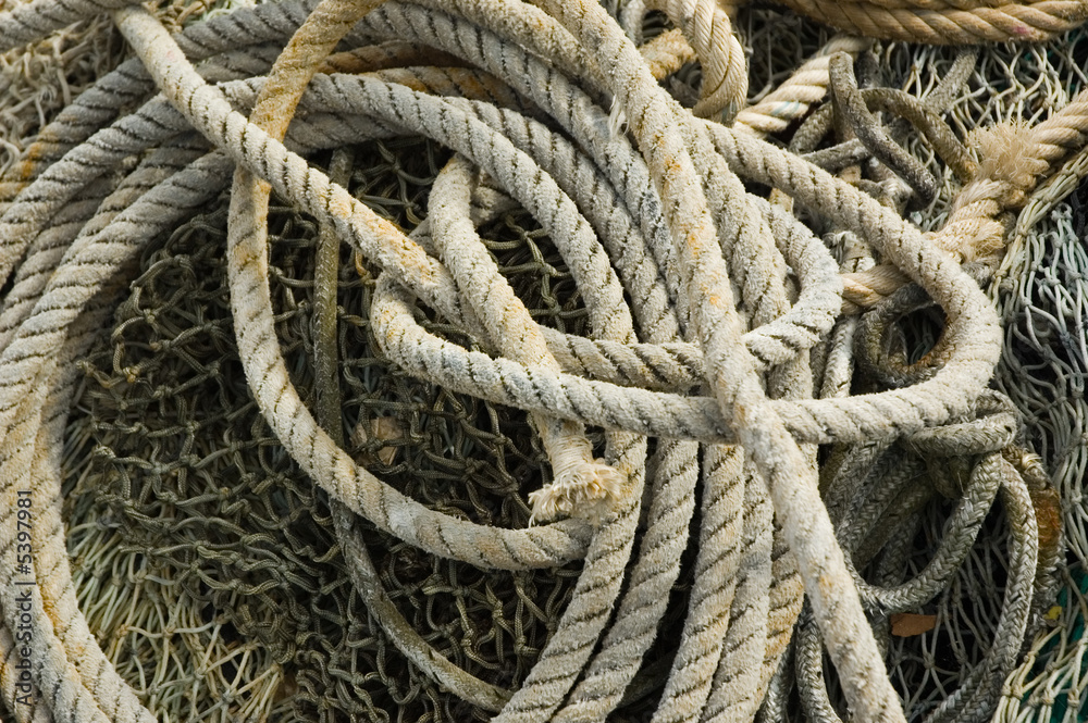Old ropes and fishing net