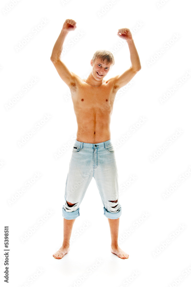 seductive man in jeans isolated on white background seductive man in jeans isolated on white background