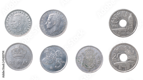 The Old coins Spain.isolated on a white background