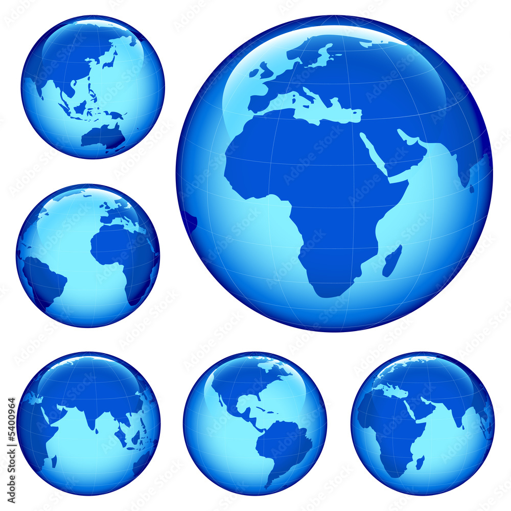 Obraz premium shiny planet earth map from six views; illustration