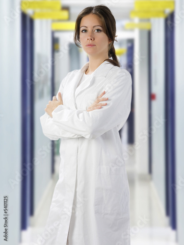 young nurse in a corridor hospital