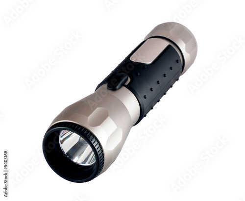 Aluminium flashlight isolated on white