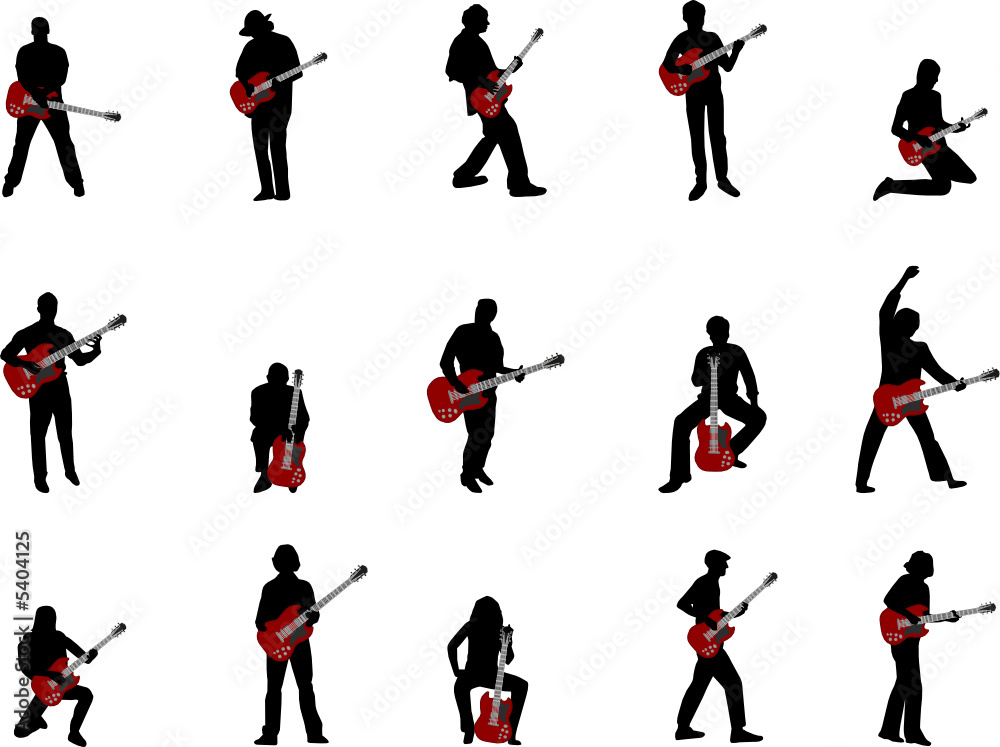 Fototapeta premium rock guitar player silhouettes
