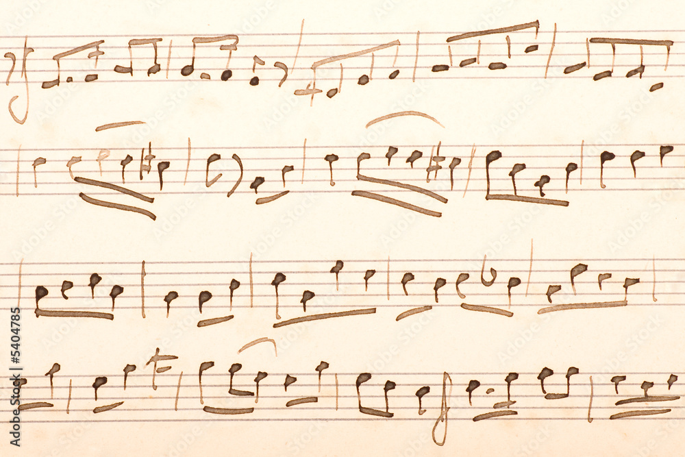Fototapeta premium Old sheet of music score with hand-written notes