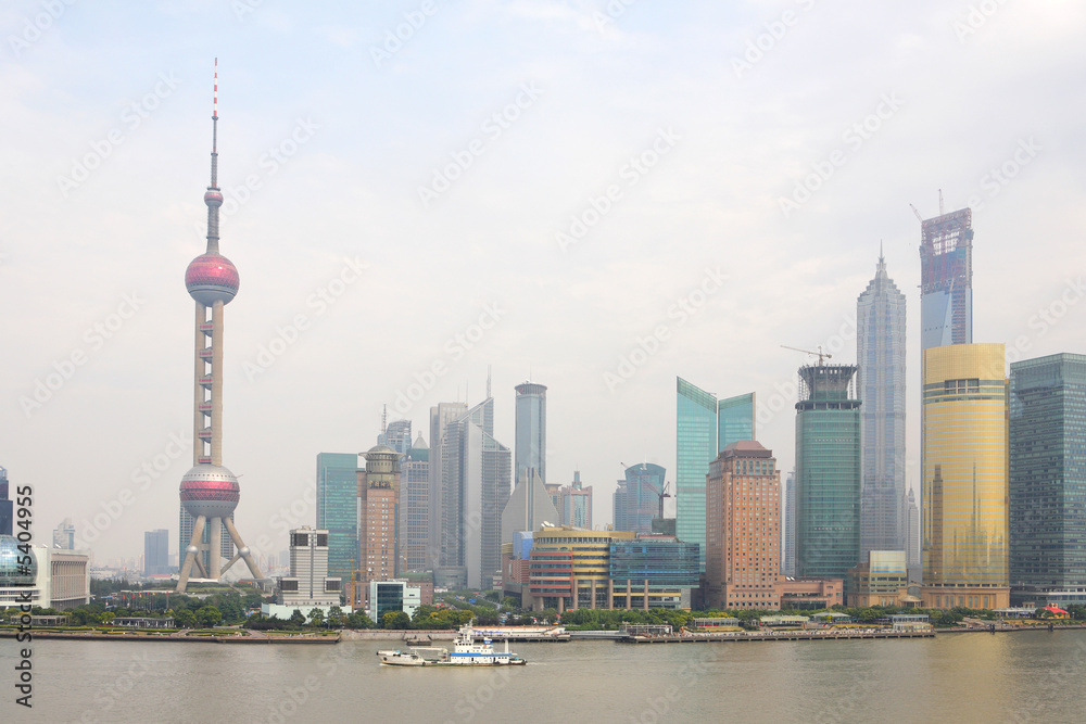 View of the modern Pudong district in Shanghai