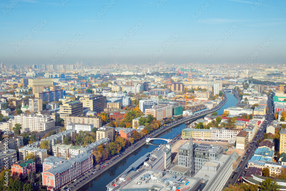 A panoramic view of the moscow city skyline