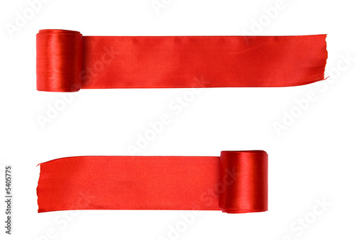 Fotografie Two red ribbons. Isolated on white.