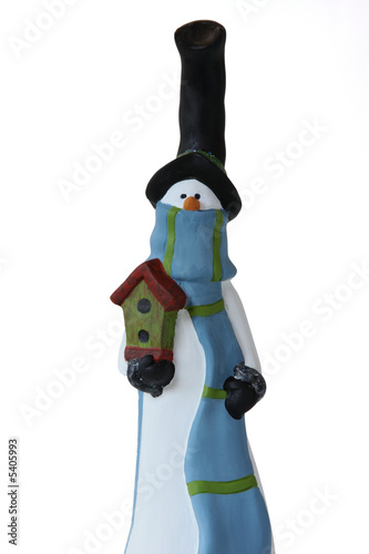 Snow Man with a Bird House
