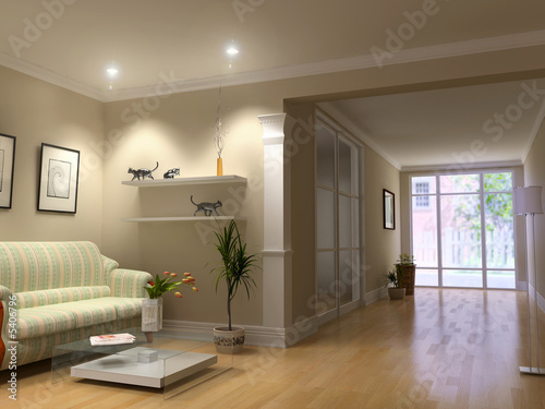 modern open interior  3D rendering 