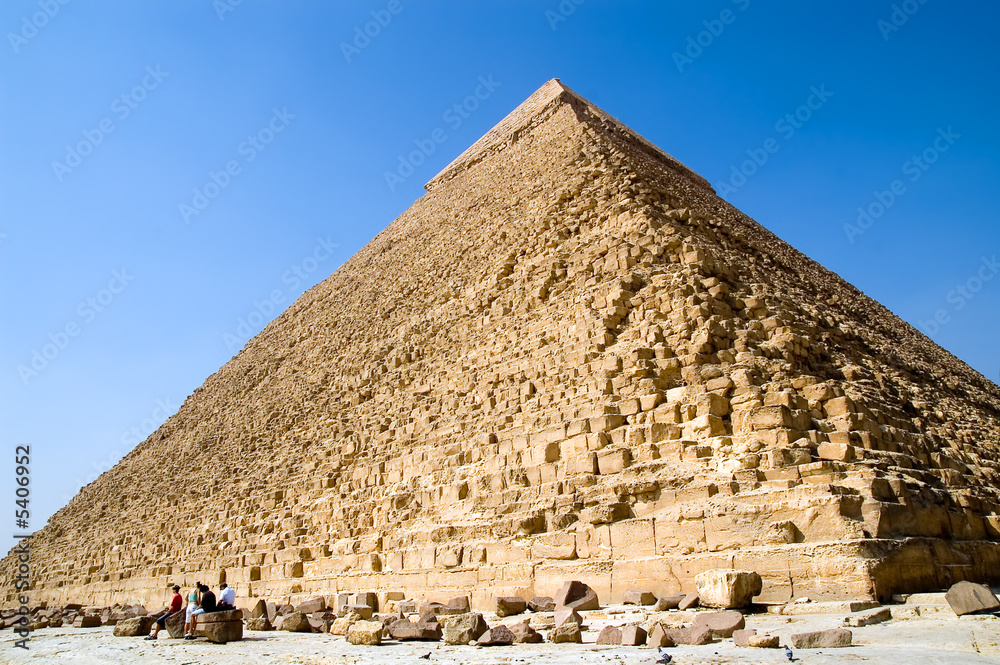 Wide angle view of pyramid of pharaoh Chephren , Egypt