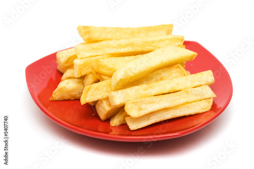 French fries on white background. Junk food image series