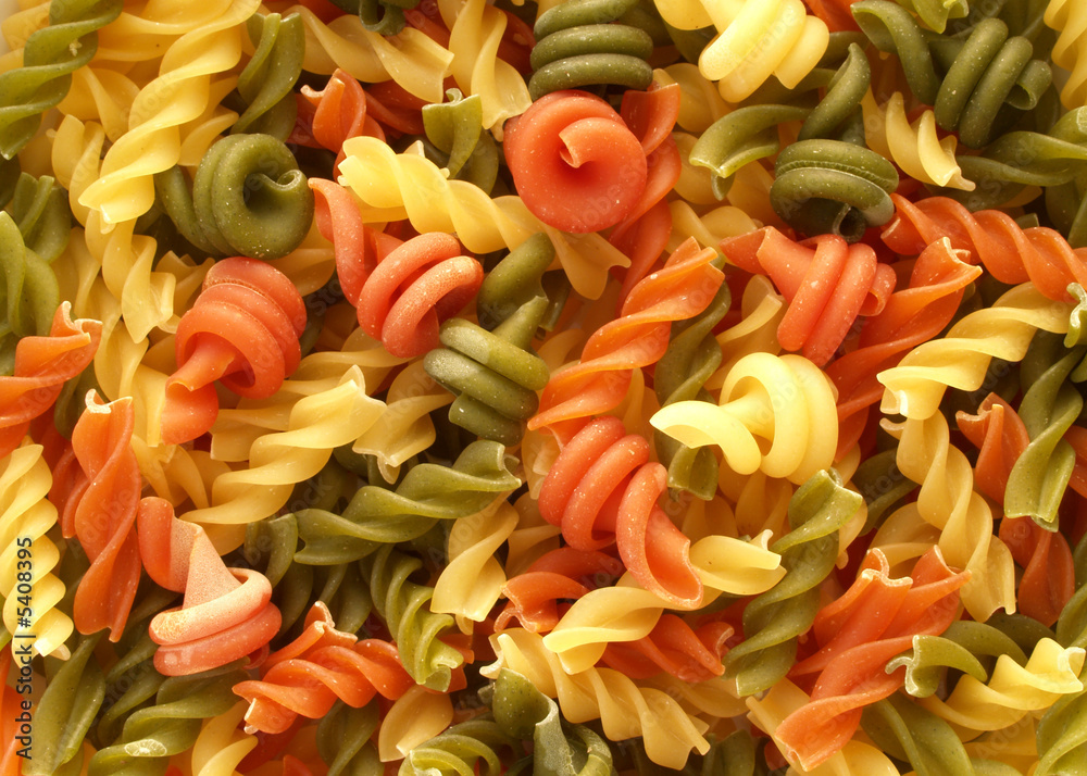 Tri-color pasta twist varieties Tri-color pasta twist varieties