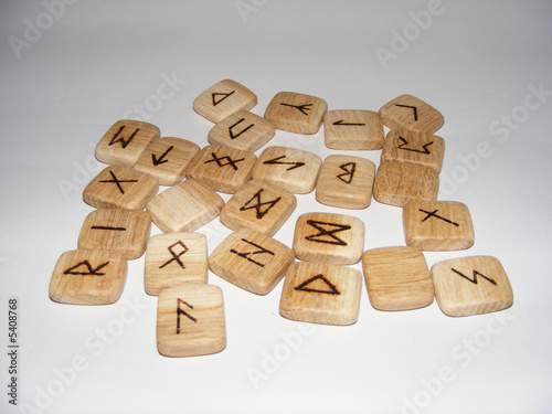 Runes are wooden  photo