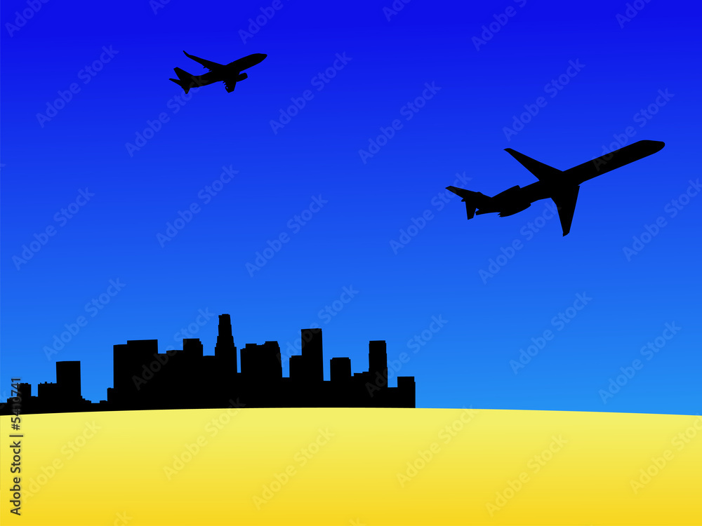 two planes leaving Los Angeles two planes leaving Los Angeles