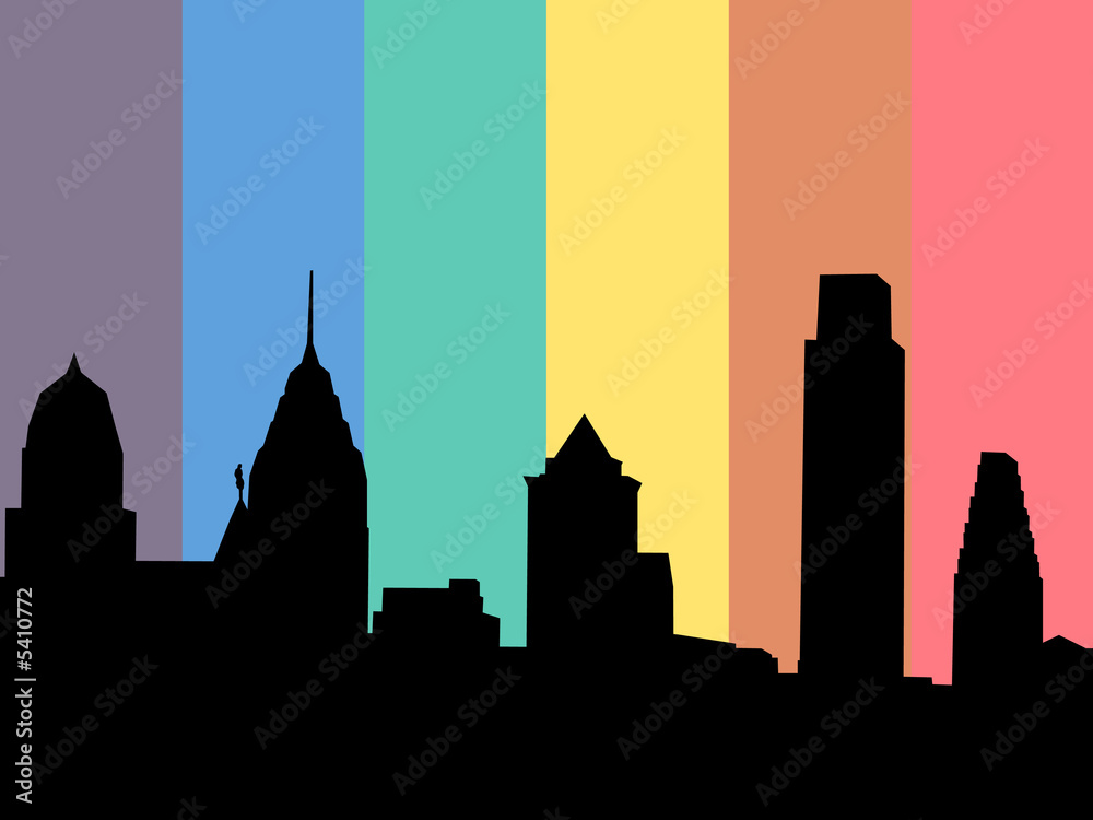 Philadelphia with rainbow flag