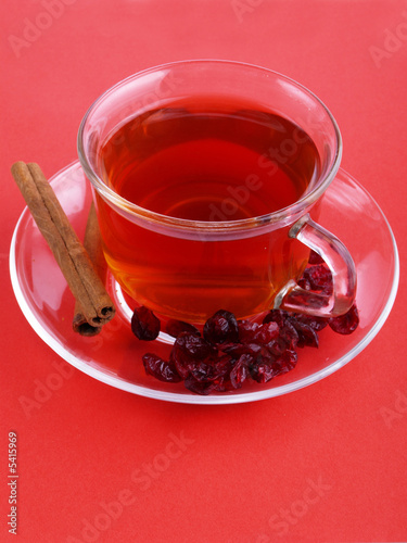 christmas tea on the red background