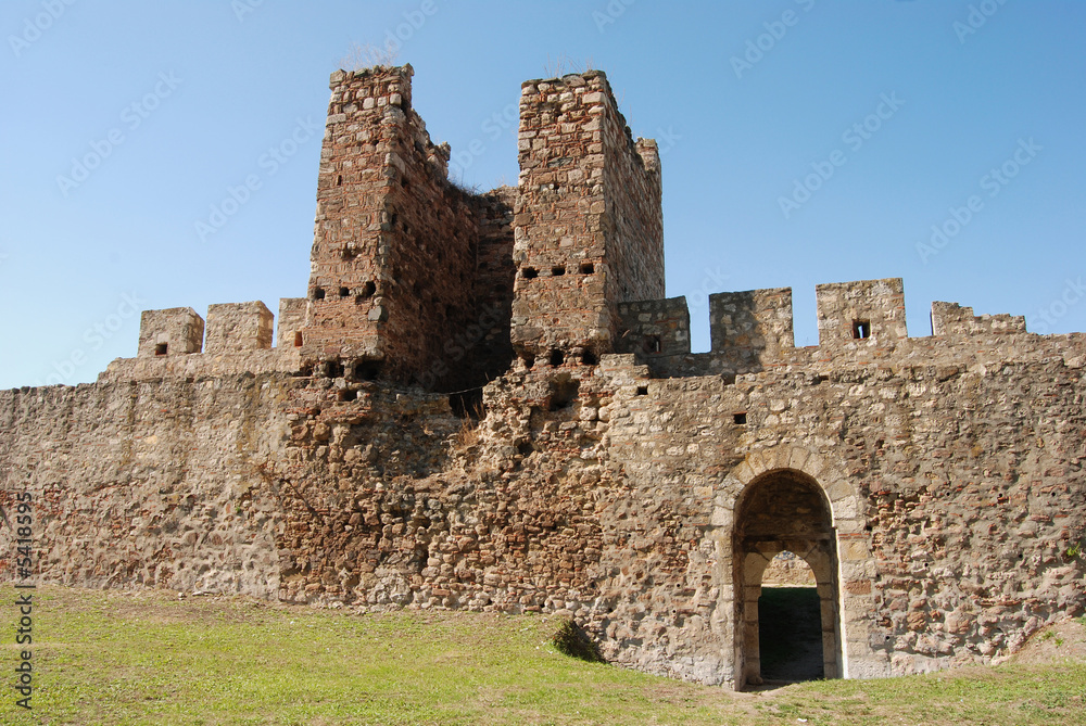 Ruins of old castle Smederevo on Danube in Serbia Europe