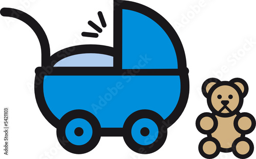 Neugeborenes Baby schreit in einem Kinderwagen
