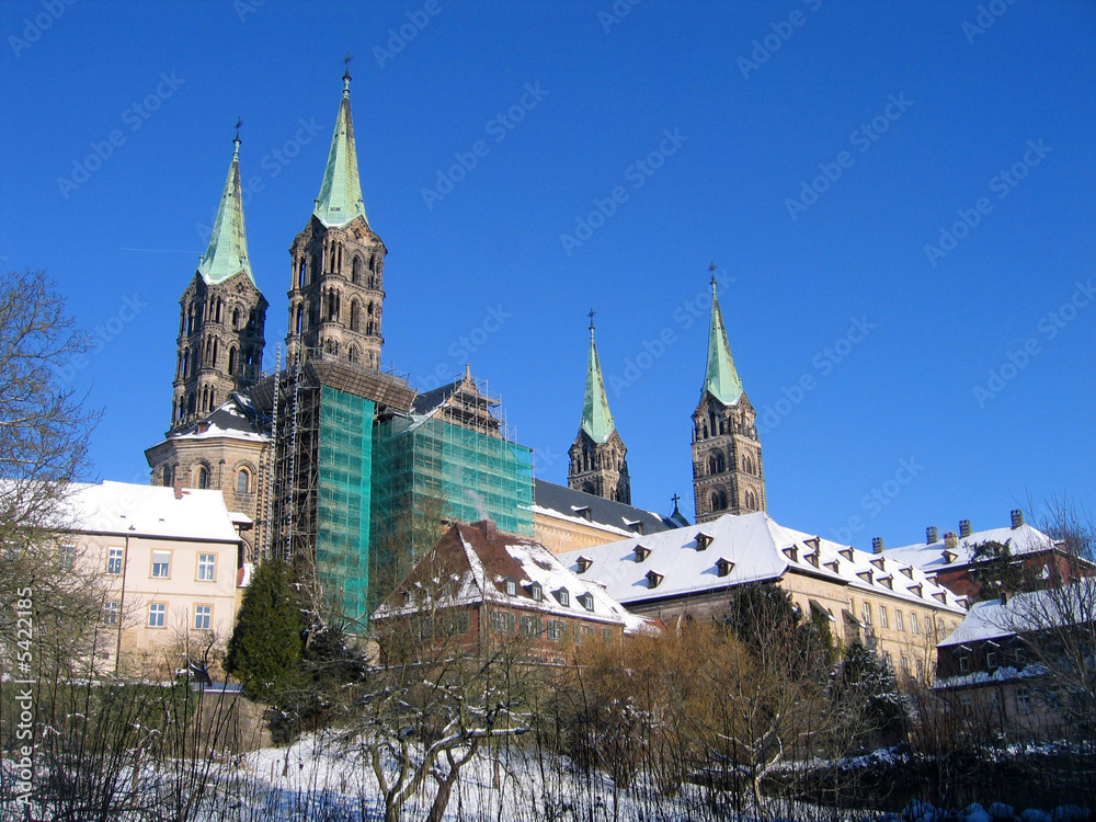 Obraz premium Bamberger Dom mit Gerüst