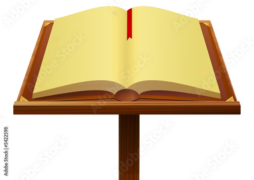 Livre ancien sur son pupitre en bois